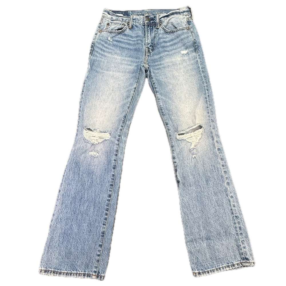 American Eagle Original Bootcut Jeans Mens 28x32 Blue Distressed Ripped Denim